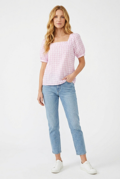 Pink Gingham Baby Doll Top