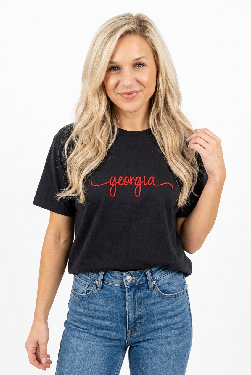 Georgia Black Boxy Comfort Colors Tee