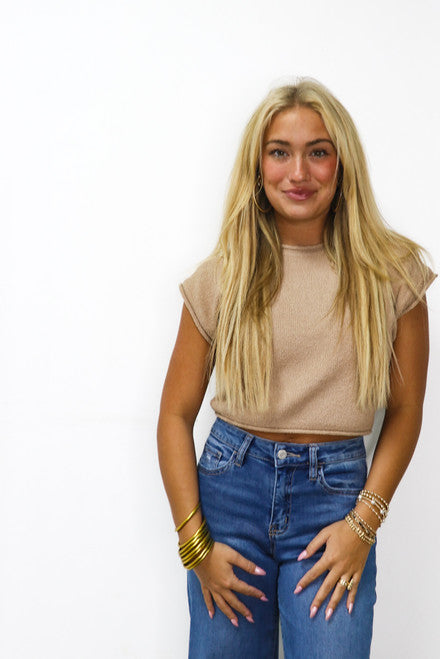 Cropped Spring Sweater in Coffee