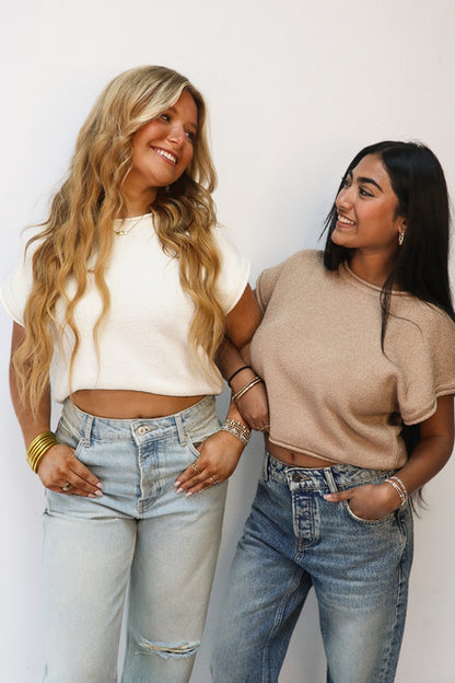 Cropped Spring Sweater in Coffee