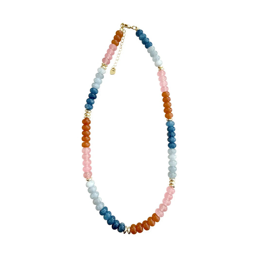 Kerry Pink Orange Mix Beaded Necklace by Gemelli