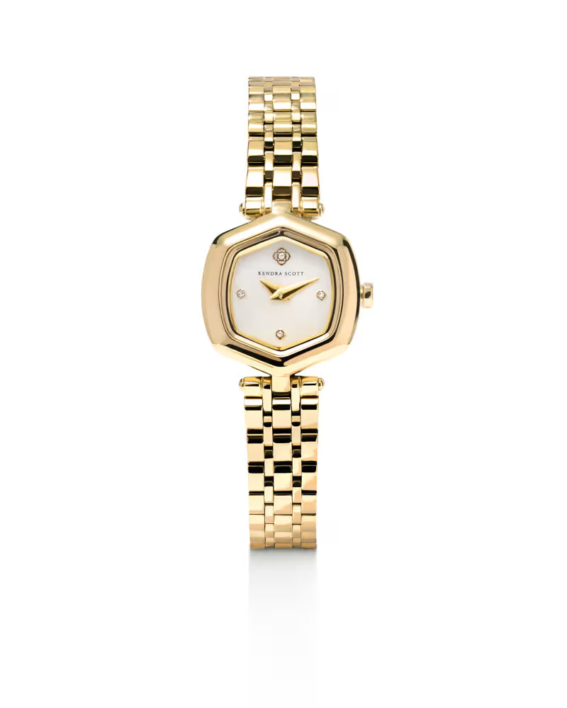 Kendra Scott Davie Watch in Gold Ivory Mother of Pearl