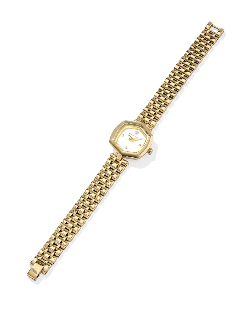 Kendra Scott Davie Watch in Gold Ivory Mother of Pearl
