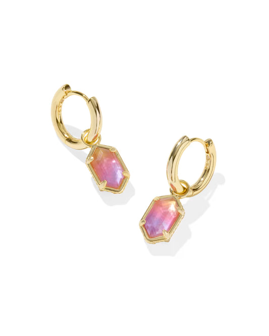 Kendra Scott Hallie Gold Huggie Earrings in Pink Ombre