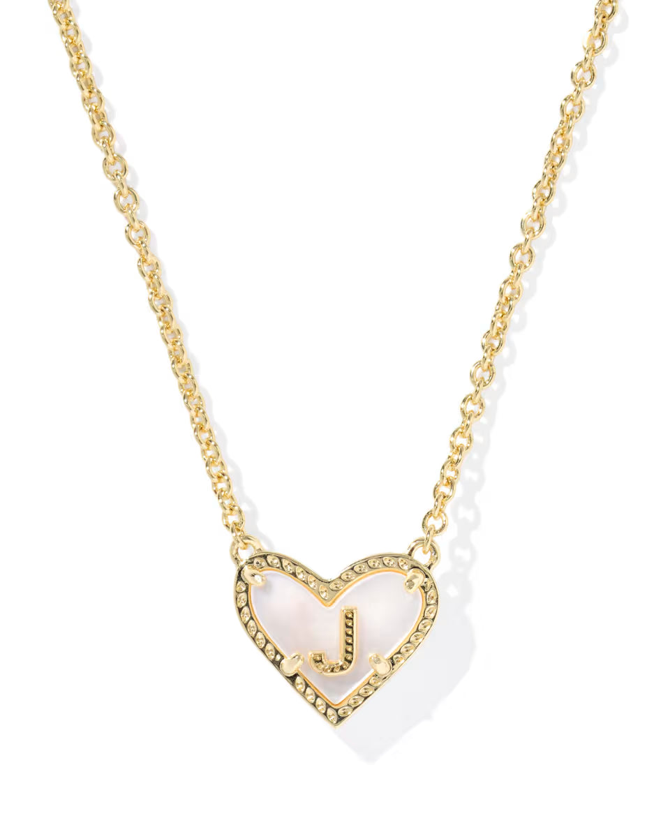 Kendra Scott Heart Letter Pendant Necklace | Letter J