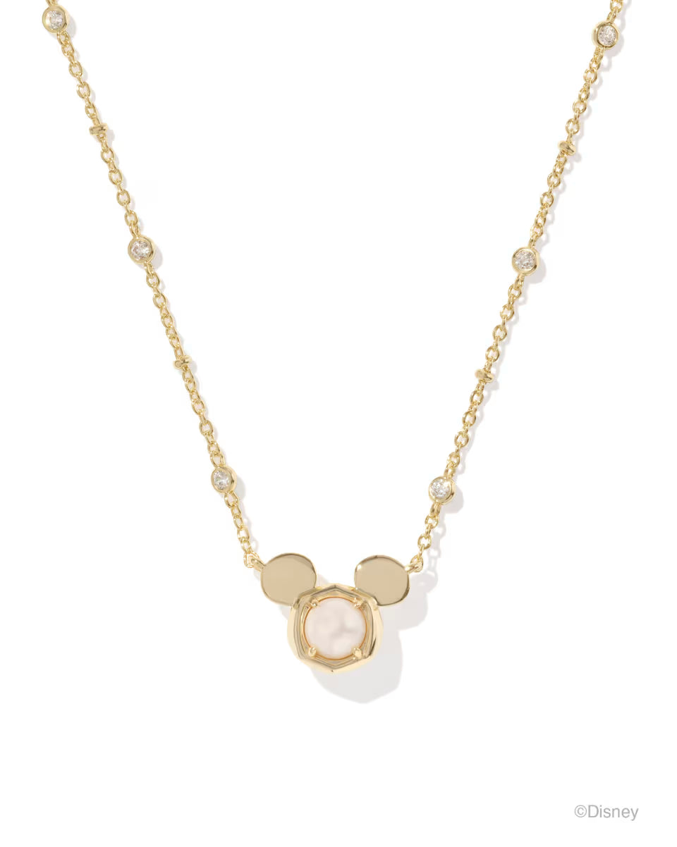 Kendra Scott Mickey Mouse Pendant Necklace in Gold and Pearl