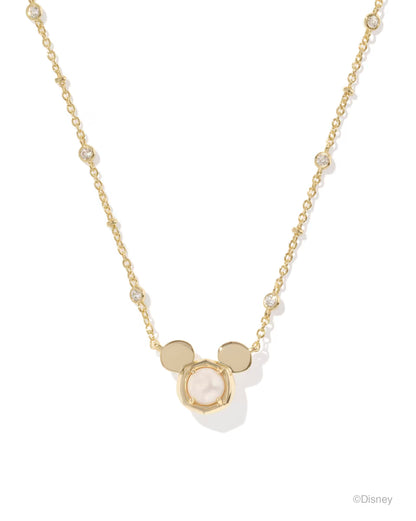 Kendra Scott Mickey Mouse Pendant Necklace in Gold and Pearl