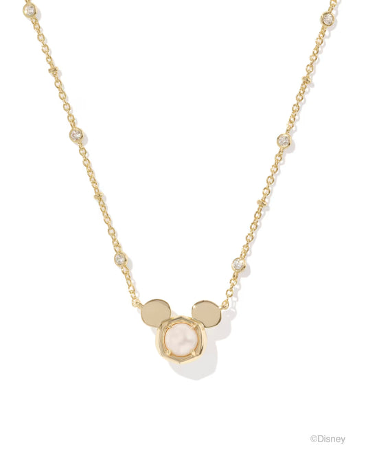 Kendra Scott Mickey Mouse Pendant Necklace in Gold and Pearl