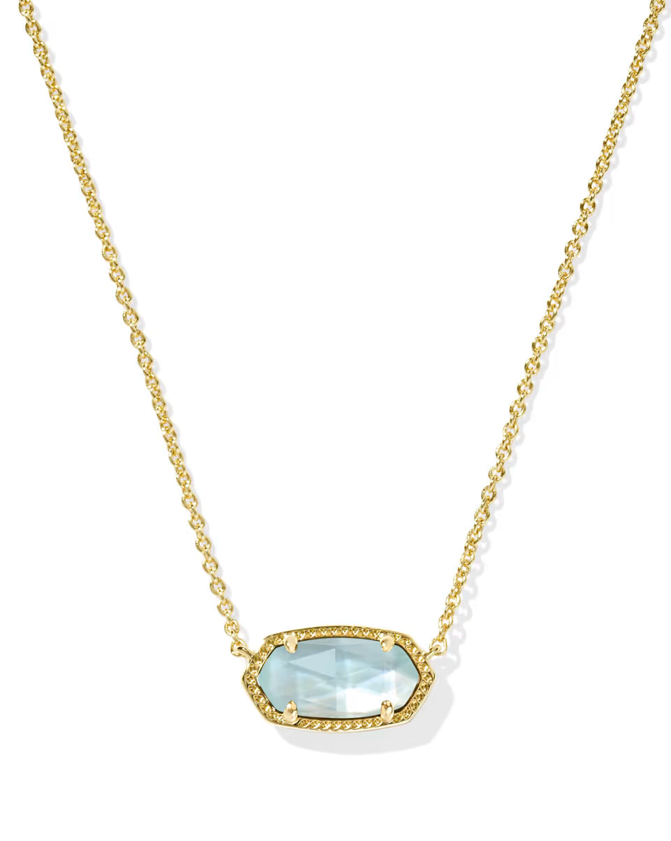 Kendra Scott Elisa Gold Pendant Necklace in Light Blue Illusion