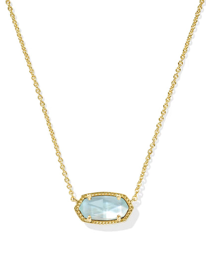 Kendra Scott Elisa Gold Pendant Necklace in Light Blue Illusion