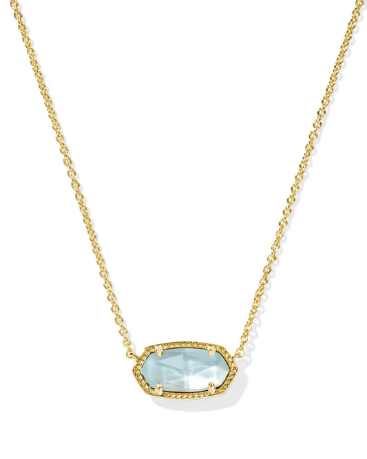 Kendra Scott Elisa Gold Pendant Necklace in Light Blue Illusion