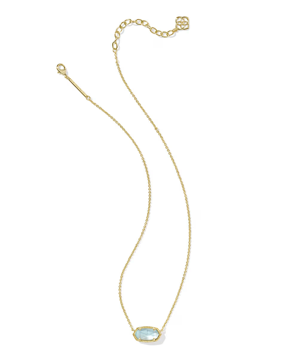 Kendra Scott Elisa Gold Pendant Necklace in Light Blue Illusion
