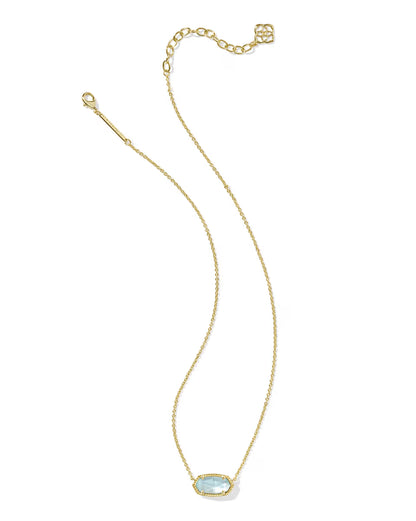 Kendra Scott Elisa Gold Pendant Necklace in Light Blue Illusion