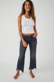 Free People Maggie Mid Rise Back Alley Blue
