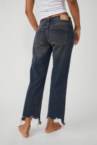 Free People Maggie Mid Rise Back Alley Blue