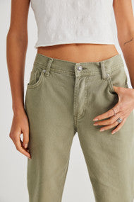 Free People Maggie Mid Rise Straight in Moss