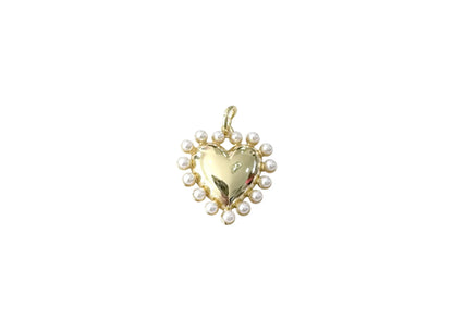 Pearl Heart Huggie Charm by Gemelli