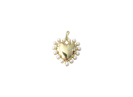 Pearl Heart Huggie Charm by Gemelli
