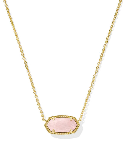 Kendra Scott Elisa Gold Pendant Necklace in Rose Quartz