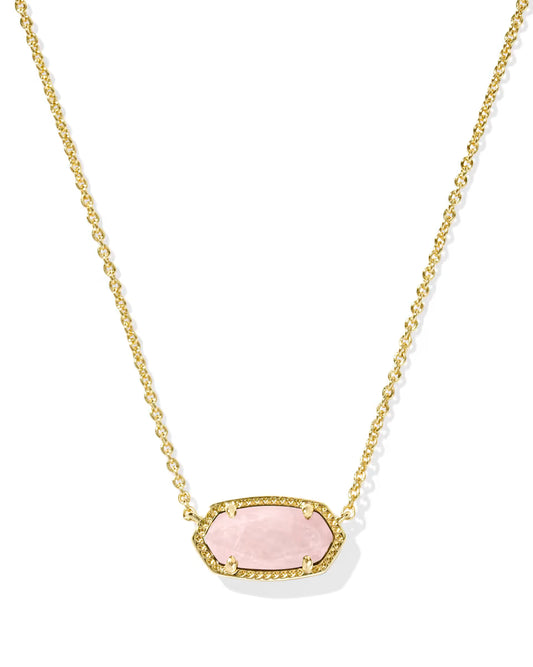 Kendra Scott Elisa Gold Pendant Necklace in Rose Quartz