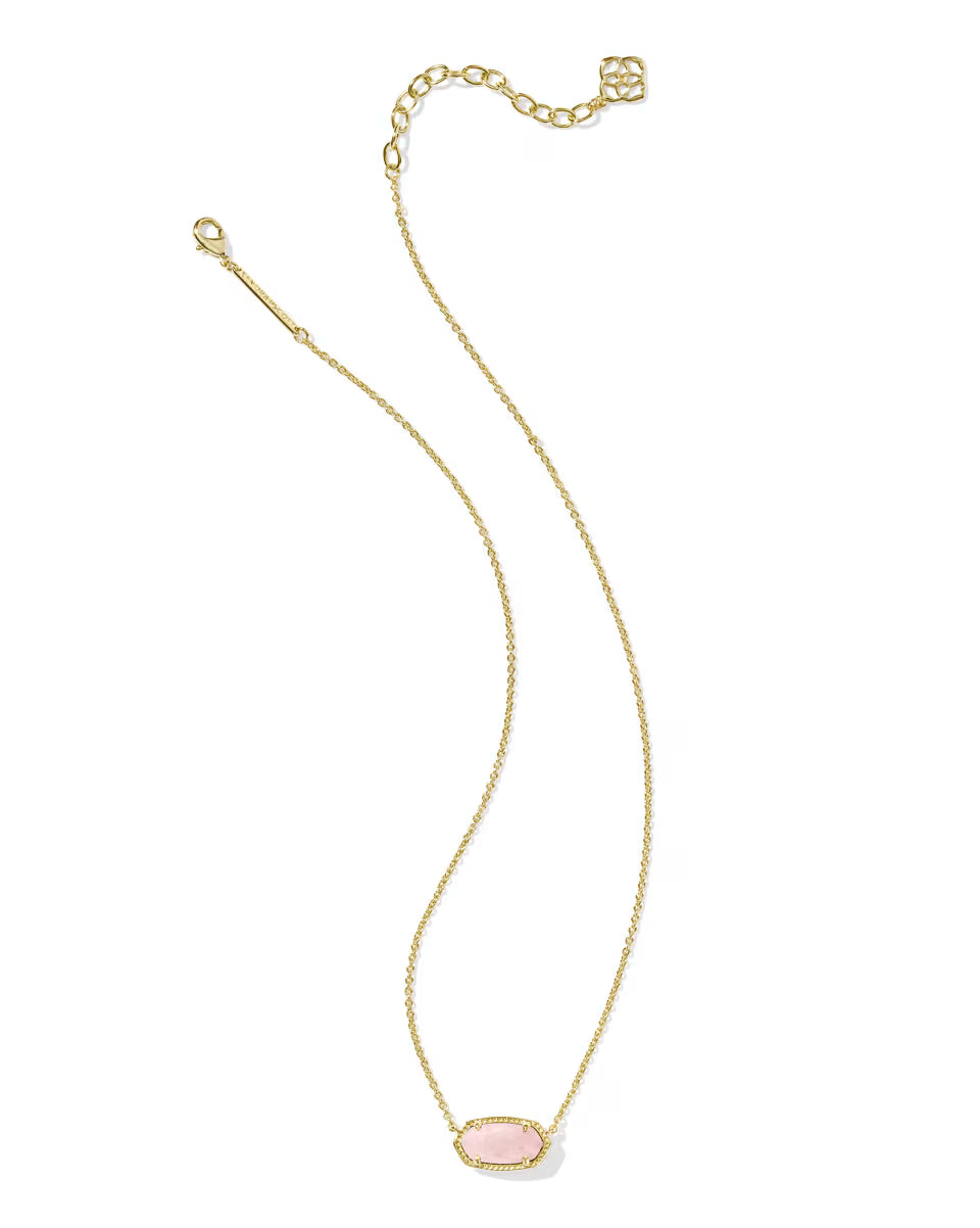 Kendra Scott Elisa Gold Pendant Necklace in Rose Quartz