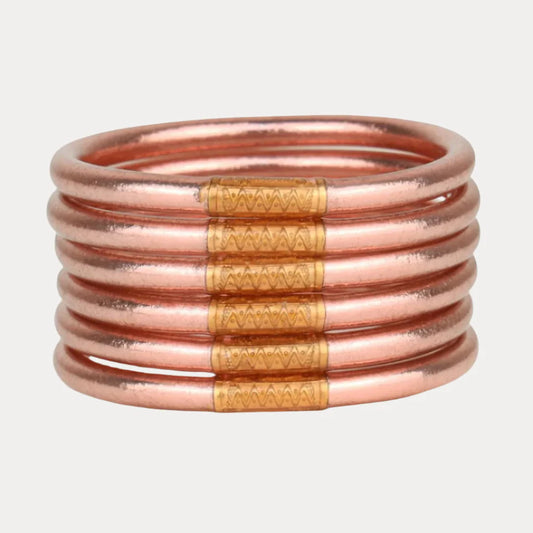Budha Girl All Weather Bangles in Rose Gold | Set of 6 | Small