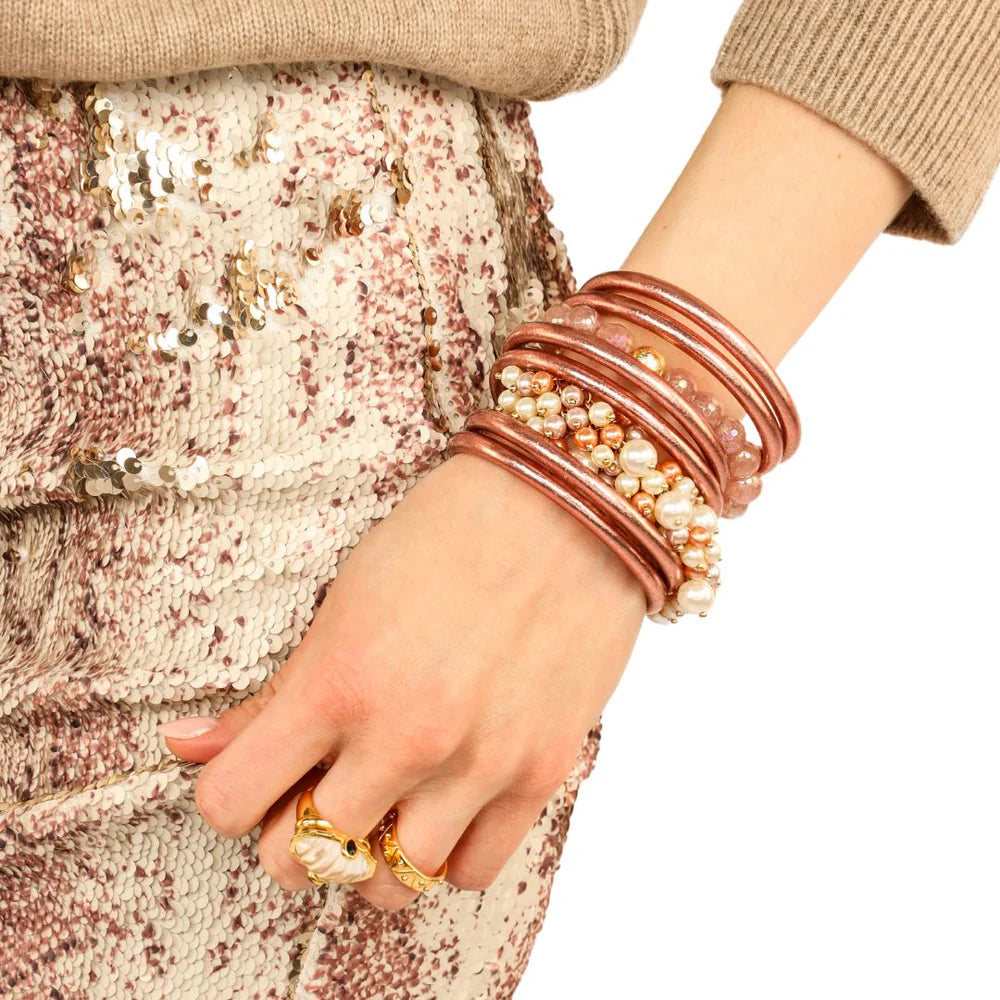 Budha Girl All Weather Bangles in Rose Gold | Set of 6 | Small