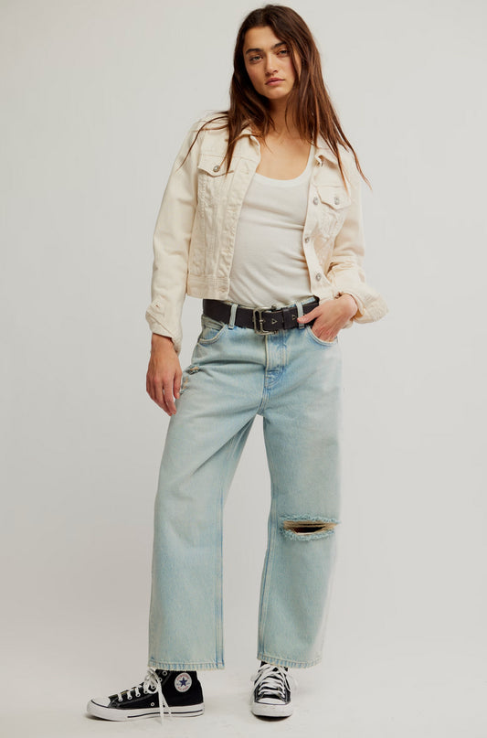 Free People Deep Trance Boyfriend Jeans in Bleached Out