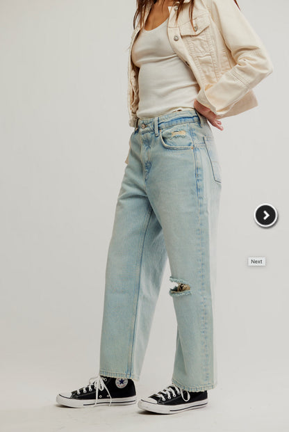 Free People Deep Trance Boyfriend Jeans in Bleached Out