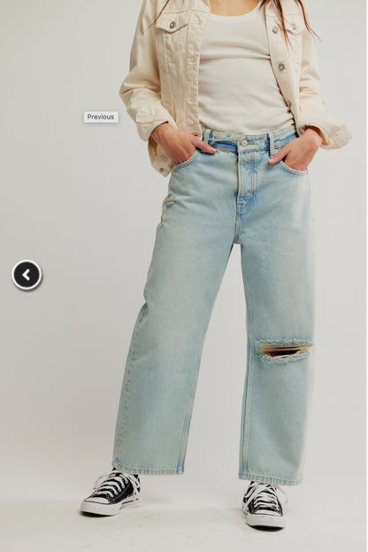 Free People Deep Trance Boyfriend Jeans in Bleached Out