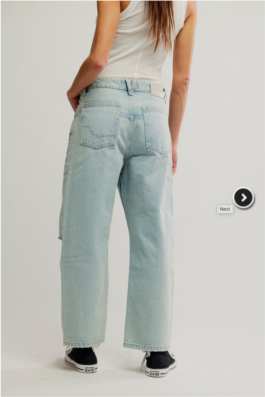 Free People Deep Trance Boyfriend Jeans in Bleached Out