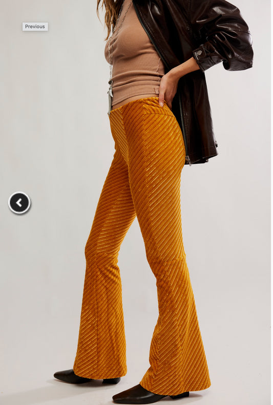 Free People Penny Pull on Velvet Pants in Bronzer