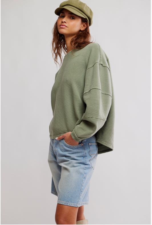 Free People Total Eclipse Tee Oil Green