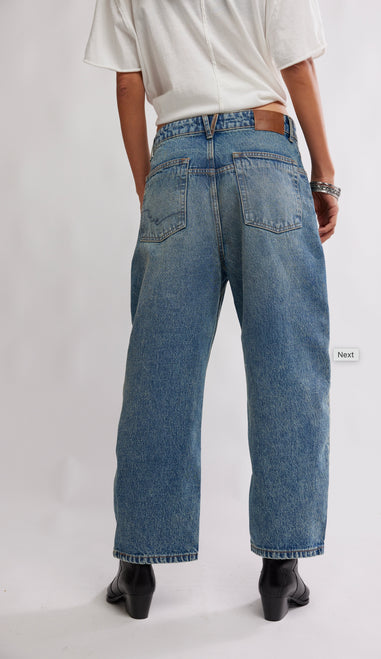 Free People Deep Trance Boyfriend Jeans Barrel Denim in From Beyond