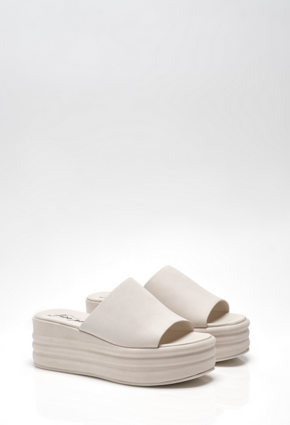 Free People Leather Harbor Platform Sandals in Vanilla