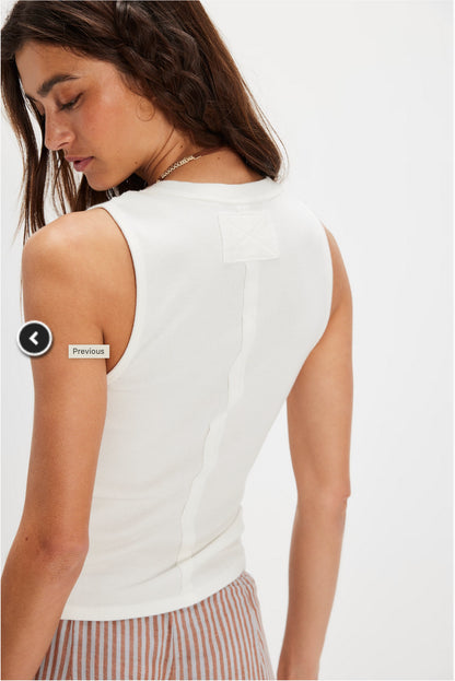 Free People Henley Tank in Clean Ivory