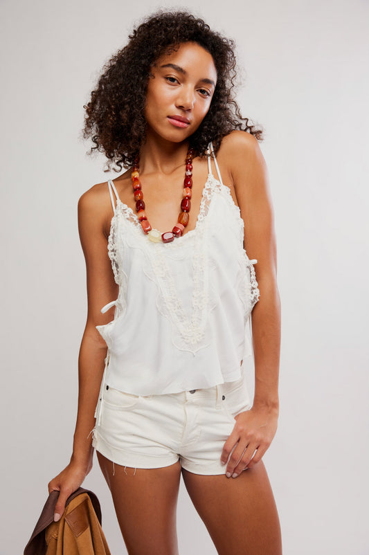 Free People Lacy Cami in Clean Ivory/White