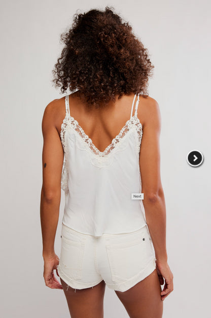 Free People Lacy Cami in Clean Ivory/White