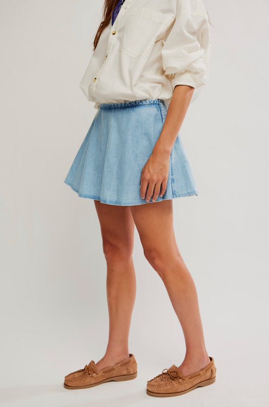 Free People Denim Skort in Capri Blue