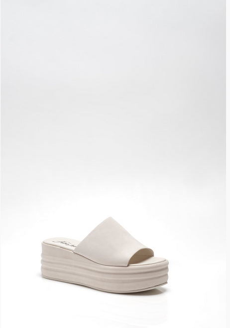 Free People Leather Harbor Platform Sandals in Vanilla