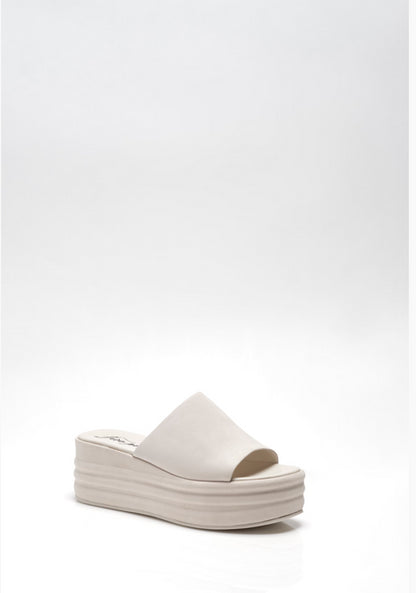 Free People Leather Harbor Platform Sandals in Vanilla