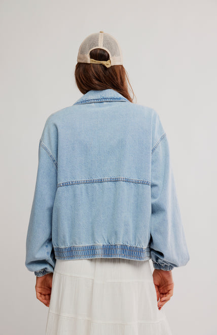 Free People Birdie Denim Jacket in Mockingbird
