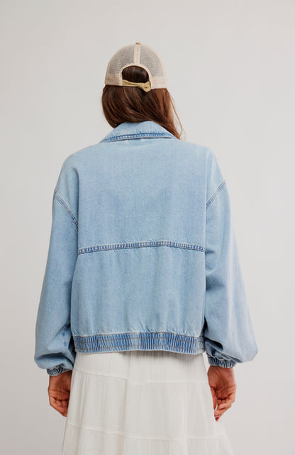 Free People Birdie Denim Jacket in Mockingbird