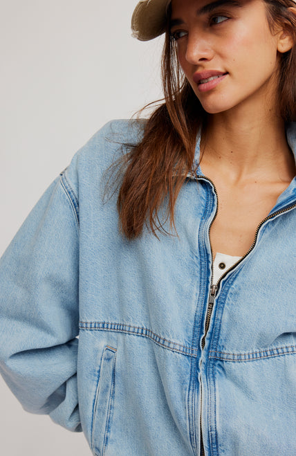 Free People Birdie Denim Jacket in Mockingbird