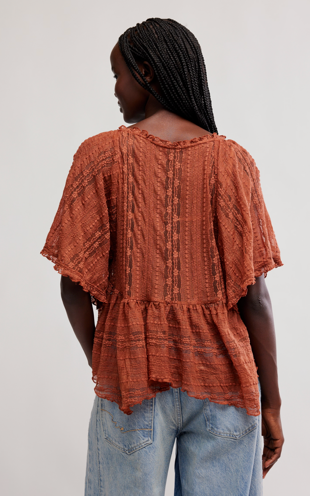 Free People In Your Dreams Lace Top in Toasted Cocoa