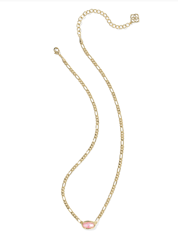 Kendra Scott Elisa Figaro Pendant Necklace in Gold Iridescent Pink