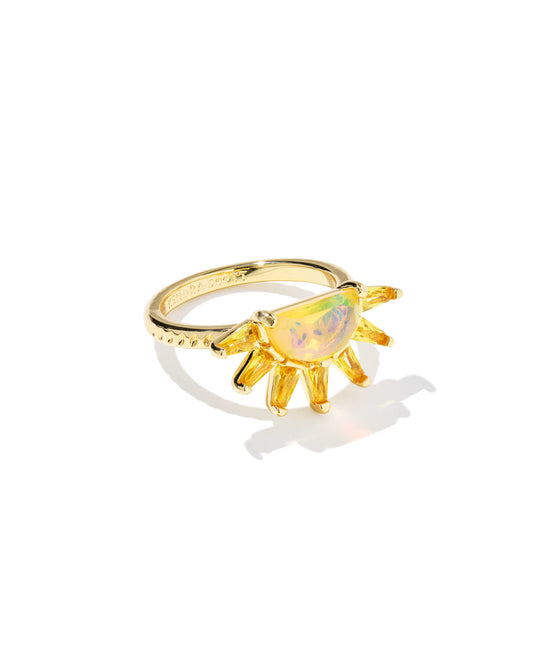 Kendra Scott Samantha Sun Gold Band Ring in Yellow | Size 7