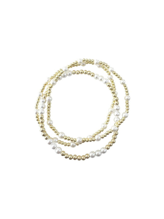 Triple Bracelet in Pearl by Gemelli