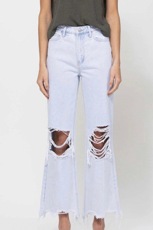 90's Vintage Super High Rise Crop Flare Jeans