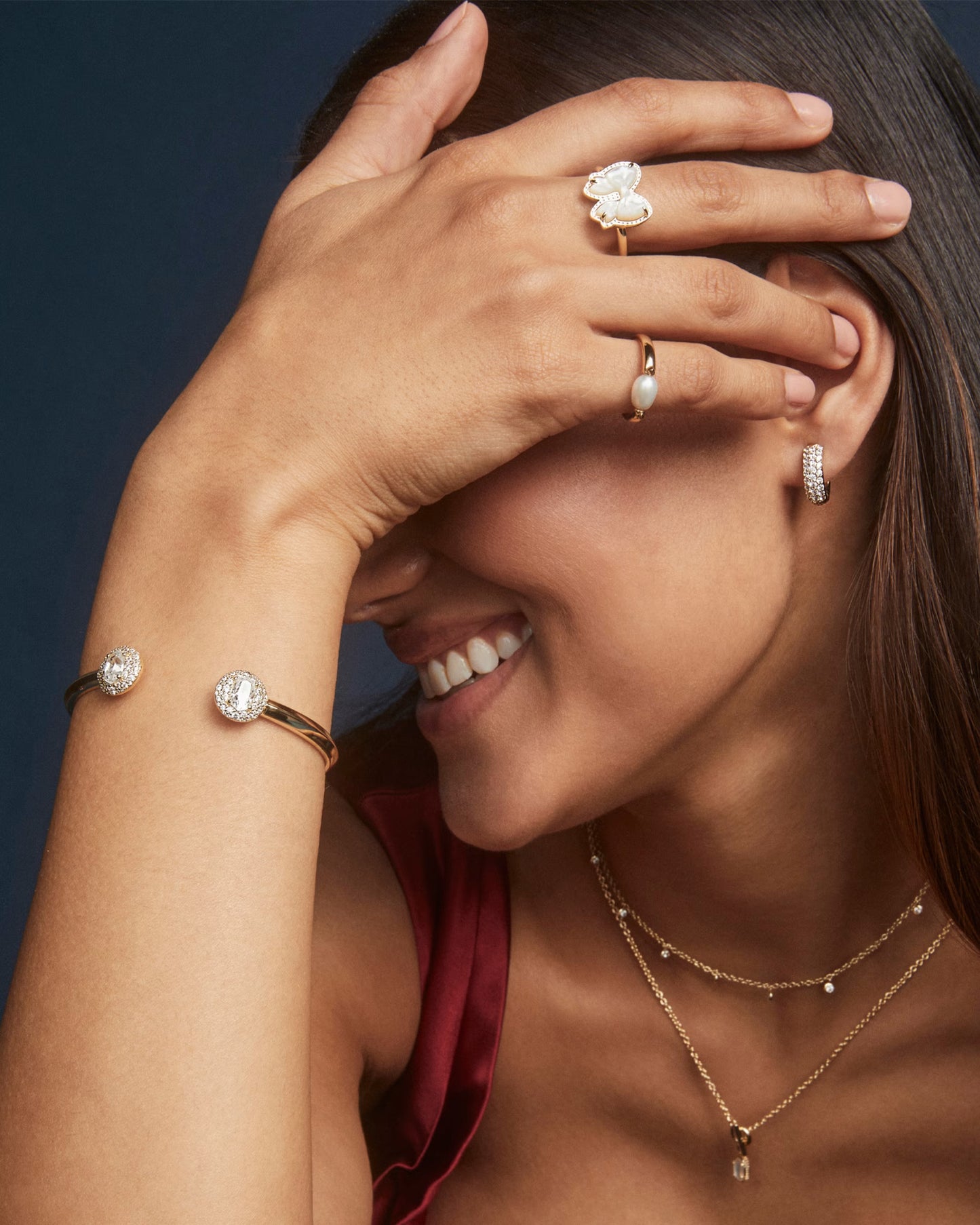 Kendra Scott Haley Bow Gold Band Ring in Ivory Mother of Pearl | Size 6